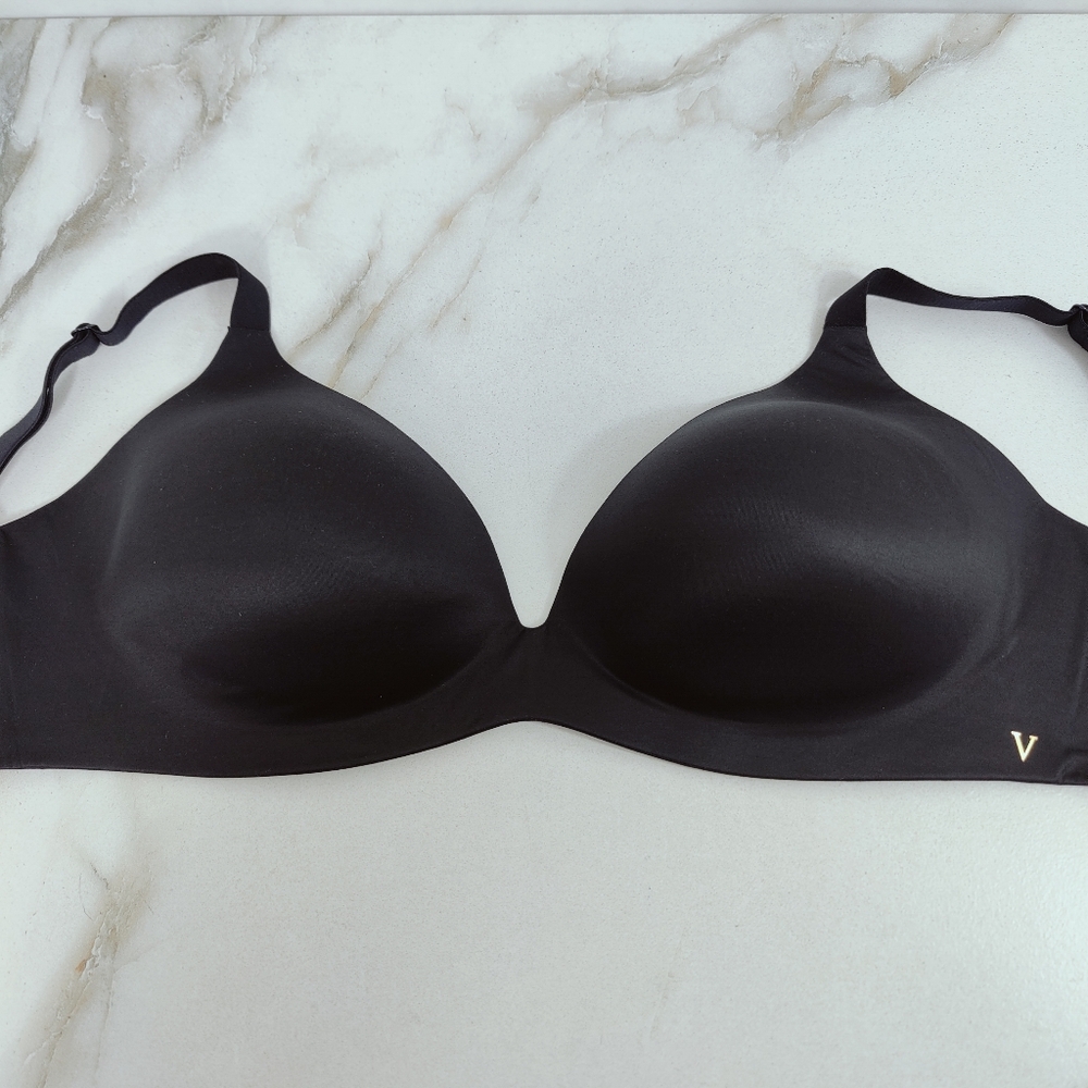 Victoria's Secret Black Lined Semi Demi Wireless Bra, Sz 36DD